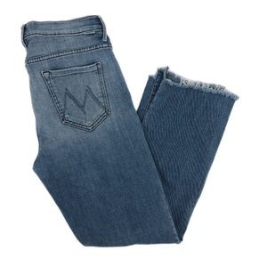 MOTHER Blue Distressed Slim Fit Ankle Jeans | Made in USA